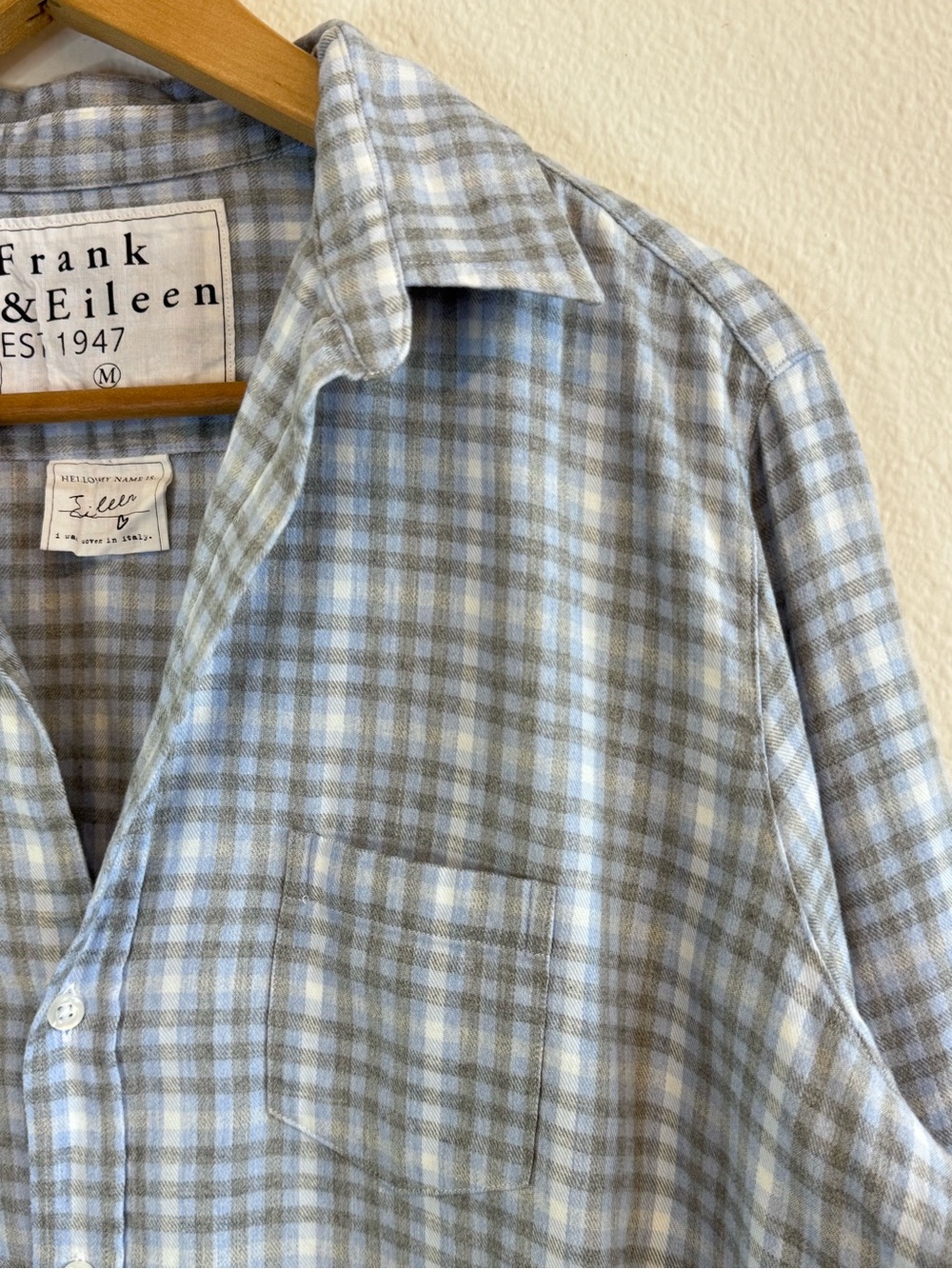 Like New! Frank & Eileen “Eileen” Button Up Shirt Flannel Grey Blue Plaid Medium - Picture 4 of 10